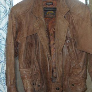 WILSON'S ADVENTURE BOUND VINTAGE 1980'S BROWN LEATHER BOMBER JACKET SIZE SMALL